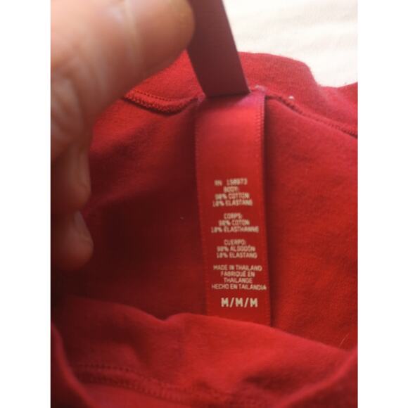 Skims Red Cotton Long sleeve Shirt Women Size Medium Soft Mock Top Pull on - Picture 3 of 4